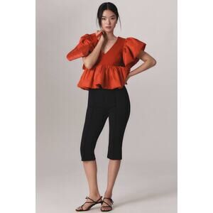 NWT Anthropologie Sunday in Brooklyn V-Neck Babydoll Red Blouse Sz L